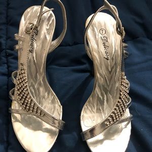 Silver heels, like new